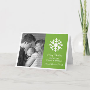 Modern Snowflake Holiday Card, Green Card