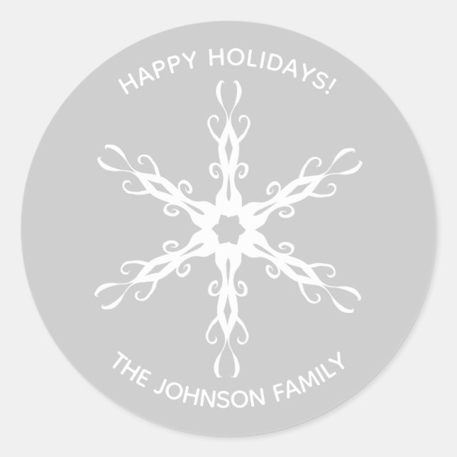 Modern Snowflake Personalised Sticker (Front)
