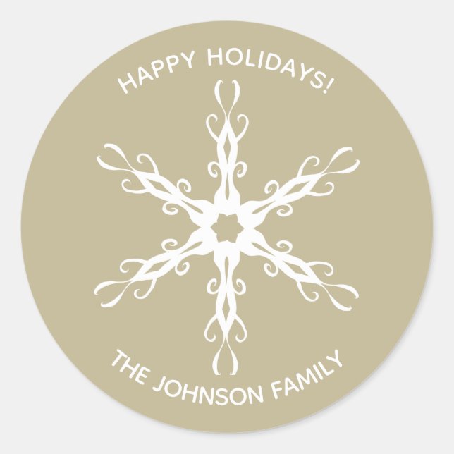 Modern Snowflake Personalised Sticker (Front)
