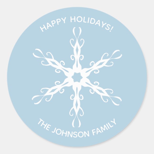 Modern Snowflake Personalised Sticker (Front)