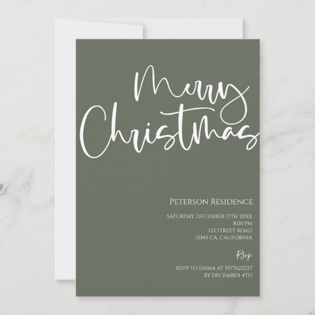 Modern snowflake pine navy winter Christmas party Invitation (Front)