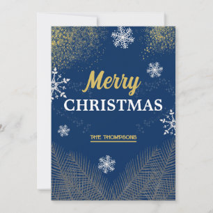 Modern snowflake pine navy winter merry christmas holiday card
