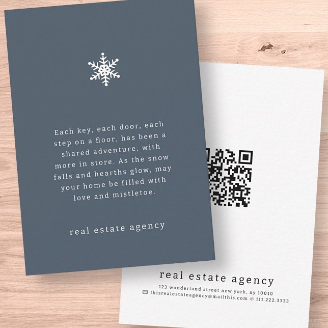 Modern Snowflake Real Estate Business Holiday Card (Creator Uploaded)