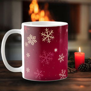 Modern Snowflake Red Pattern Christmas Holiday Coffee Mug