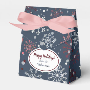 Modern Snowflake Stars Confetti Navy Blue Holiday Favour Box