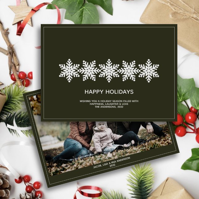 Modern Snowflakes Christmas Photo Holiday Card (Creator Uploaded)