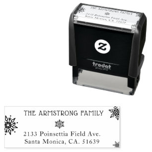 Modern Snowflakes Christmas Return Address Self-inking Stamp