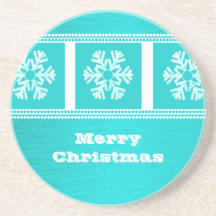 Modern Snowflakes Coaster, Aqua Coaster