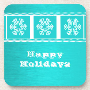 Modern Snowflakes Coaster Set, Aqua