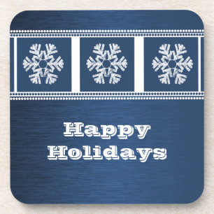 Modern Snowflakes Coaster Set, Blue