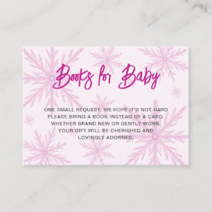 Modern Snowflakes Girl Baby Shower Book Request Enclosure Card