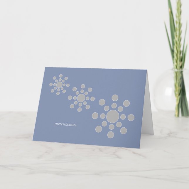 Modern Snowflakes Holiday Card - Blue/Silver (Front)