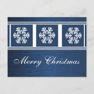 Modern Snowflakes Holiday Postcard, Royal Blue Postcard