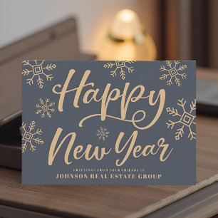Modern Snowflakes New Year's Greetings Holiday Card