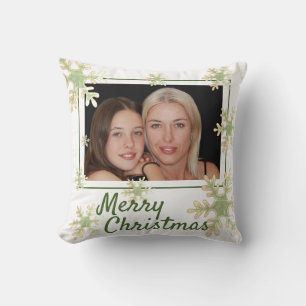 Modern Snowflakes Pattern Christmas Holiday Photo Cushion