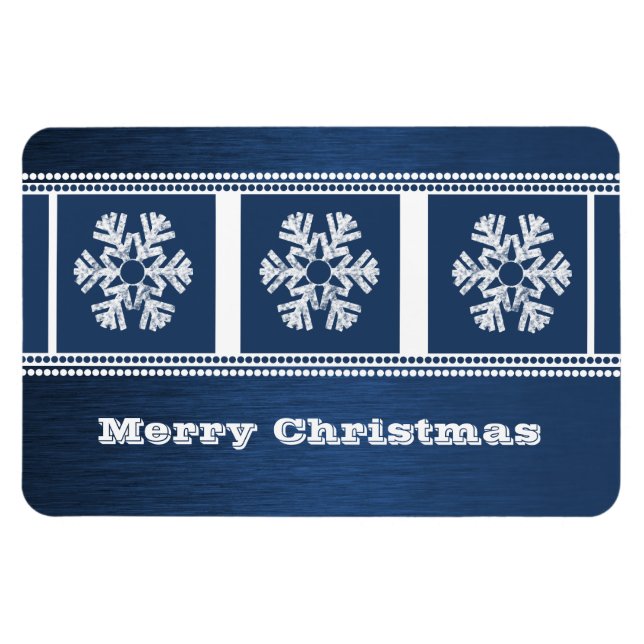 Modern Snowflakes Premium Magnet, Blue Magnet (Horizontal)