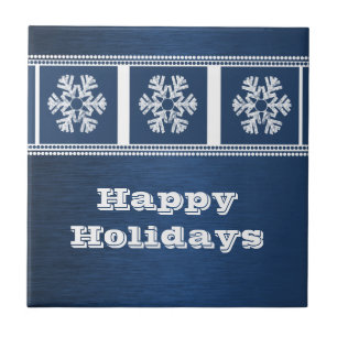 Modern Snowflakes Tile, Blue Ceramic Tile