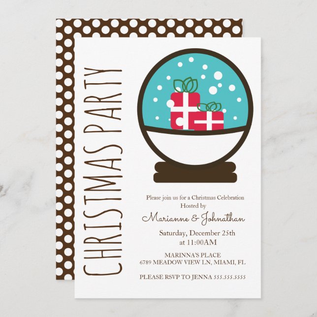 Modern Snowglobe Christmas Holiday Party Invitation (Front/Back)