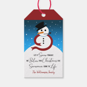 Modern Snowman Haiku Traditional Christmas Colour Gift Tags