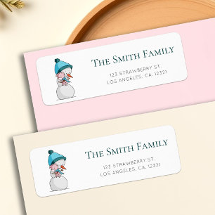 Modern Snowman Pig Winter Return Address Label