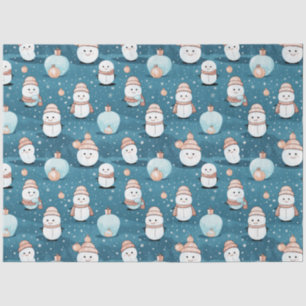 Modern Snowmen Ornaments Pink and Green Christmas Tissue Paper