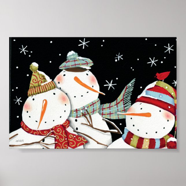 Modern Snowmen Smiles Poster (Front)