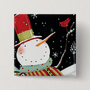 Modern Snowmen Winter Home 15 Cm Square Badge