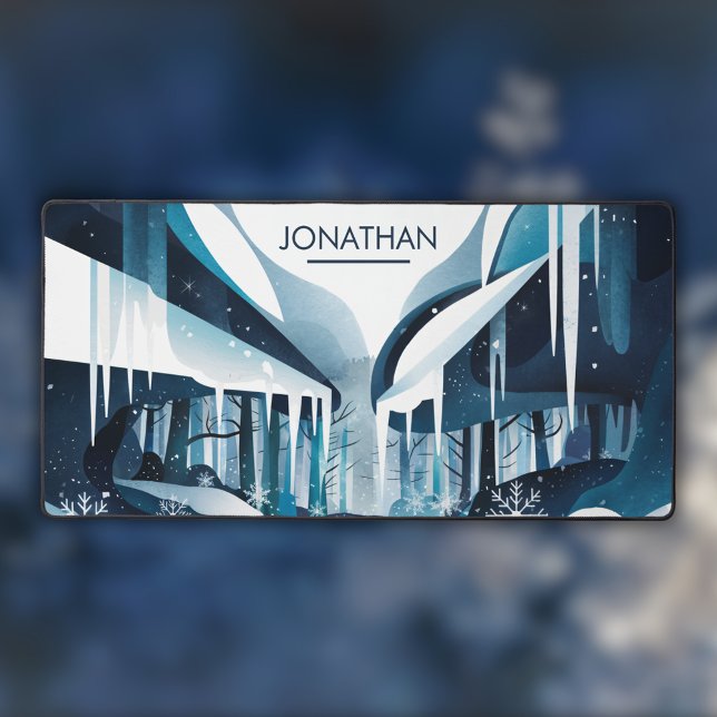 Modern Snowy Winter Landscape Desk Mat (Creator Uploaded)