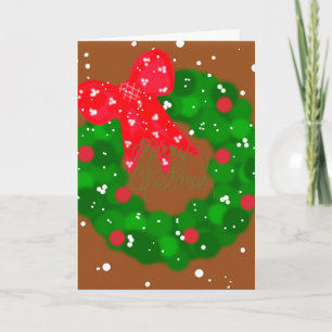 Modern Snowy Wreath and Bow Card