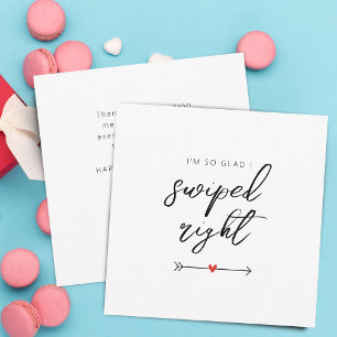 Modern So Glad I Swiped Right Valentine's Flat Holiday Card
