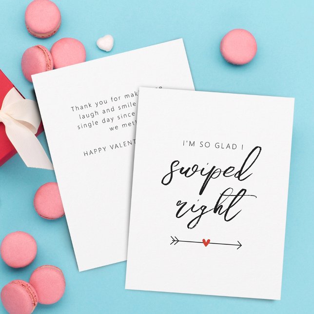 Modern So Glad I Swiped Right Valentine's Flat Holiday Card (Modern So Glad I Swiped Right Valentine's Flat Holiday Card)