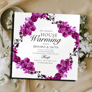 Modern So Purple Floral Housewarming  Invitation