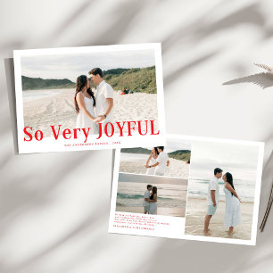 Modern So Very Joyful Christmas Couples Red Holiday Card