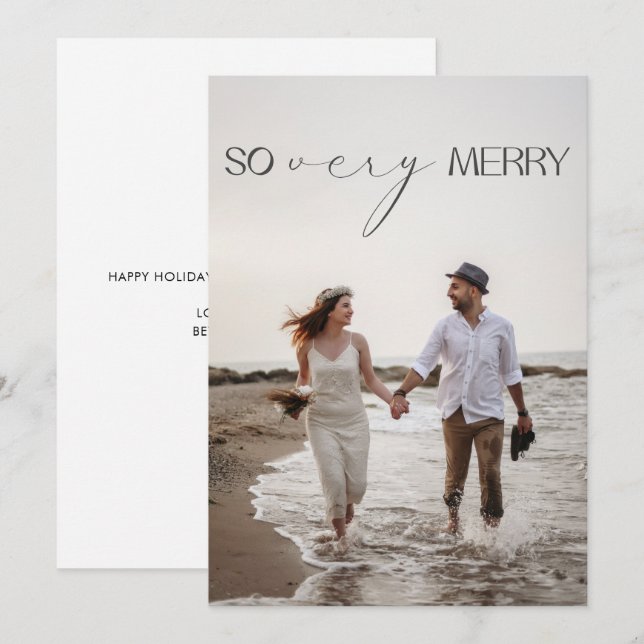 Modern So Very Merry Newlyweds Christmas  Holiday Card (Front/Back)