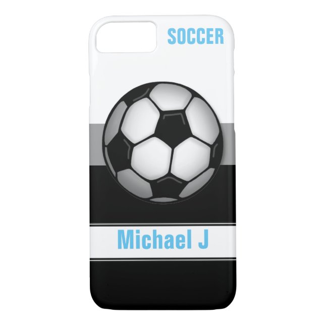 Modern Soccer Ball Blue personalised iPhone 7 Case (Back)