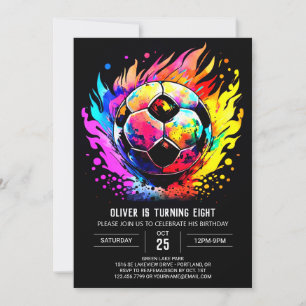 Modern Soccer Children's Editable Birthday Invitation