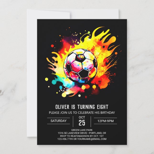 Modern Soccer Children's Online Birthday Invitation (Front)