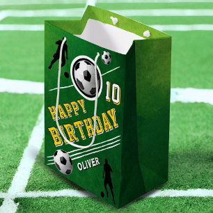 Modern Soccer Football Ball Player Birthday  Medium Gift Bag