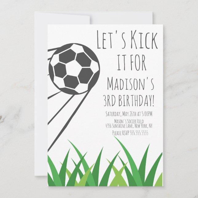 Modern Soccer Party Birthday Sports Ball Invitation (Front)