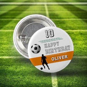 Modern Soccer Player Silhouette Happy Birthday 3 Cm Round Badge