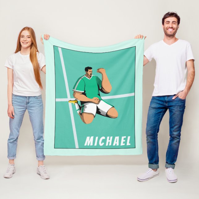 Modern Soccer Player Sports Theme Illustration Fun Fleece Blanket (In Situ)