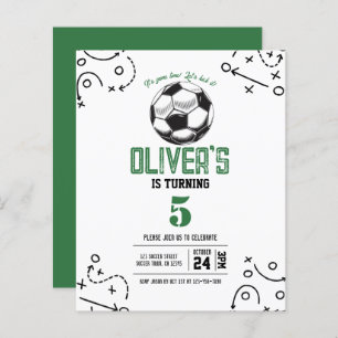 Modern Soccer Tactics Budget Birthday Invitation