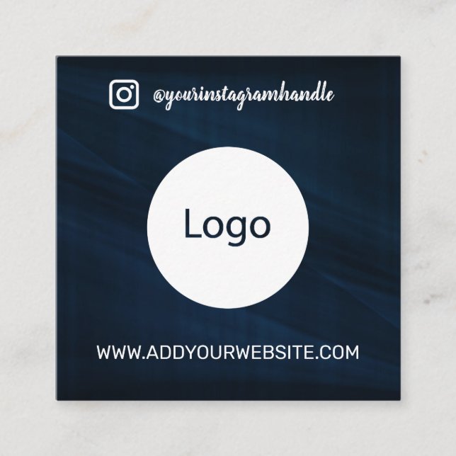 Modern social media add logo photo Info QR code Square Business Card (Front)