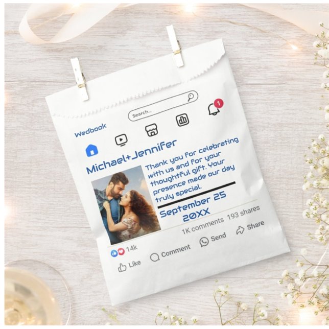Modern Social Media Custom Message Wedding Favour Bag (Creator Uploaded)