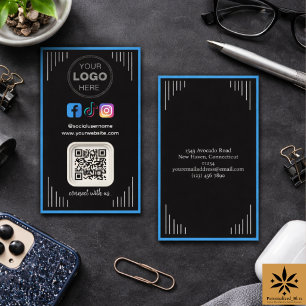 Modern Social Media Instagram Facebook QR Code Business Card