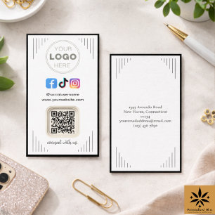 Modern Social Media Instagram Facebook QR Code Business Card