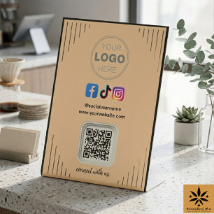 Modern Social Media Instagram Facebook QR Code Pedestal Sign