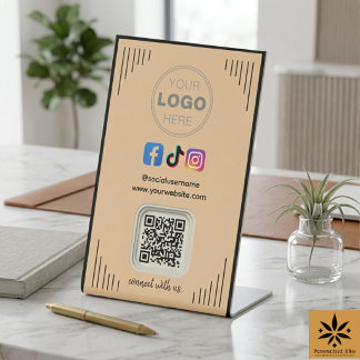 Modern Social Media | Instagram Facebook QR Code Pedestal Sign