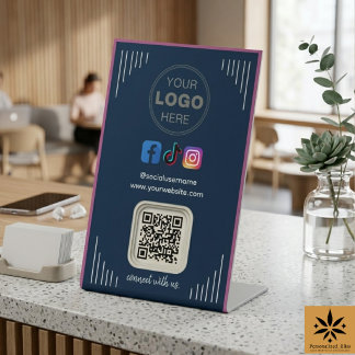Modern Social Media | Instagram Facebook QR Code Pedestal Sign