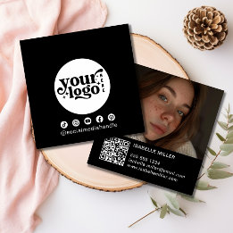 Modern Social Media Logo Photo QR code Square Business Card
